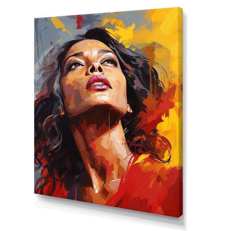 Designart "Burgundy Beyonce Pop Art Portrait" Celebrity Wall Art Bed